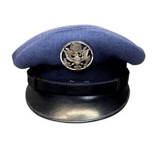 Vintage 1968 Vietnam US Army Wool Service Cap Hat War Serge Blue Type II‎
